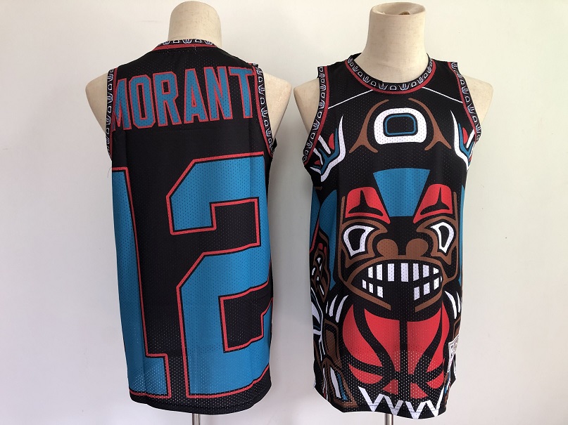 Men Memphis Grizzlies #12 Morant big face Black 2021 NBA Jersey->memphis grizzlies->NBA Jersey